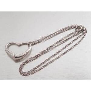 Tiffany Co Open Heart Sterling Silver Pendant Chain Necklace